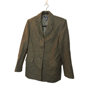 The Limited Green Blazer with Notched Lapels and Structured Shoulders